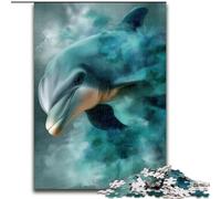 Adult Jigsaws 1000 Pieces Difficult Watercolor Dolphin, Family Game Stress Reliever Difficult Challenge A Work of Art for Ages 14+ (Size 50x75cm)