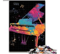 Adult Jigsaws 1000 Pieces Difficult Watercolor Piano,Stress Reliever Staycation Kill Time with Matching Poster And Trivia Sheet 38x26cm