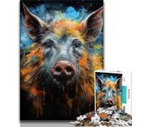 Adult Jigsaws 1000 Pieces Difficult Watercolour Wild Boar Puzzles for Adults,Game Toys Every Piece Is Unique - Challenging Family Fun Game (size 75x50cm)
