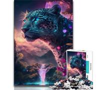 Adult Jigsaws 1000 Pieces Difficult Waterfall Jaguar 1000 Piece Jigsaw,Fun Activity for Home, Rainy Days Toys, Birthday Gifts 38x26cm