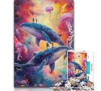Adult Jigsaws 1000 Pieces Difficult Whale Jellyfish Teenager Jigsaw,Educational Games Wall Decoration Unique Birthday And Xmas Gifts 75x50cm