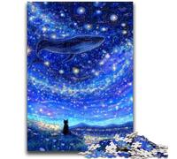 Adult Jigsaws 1000 Pieces Difficult Whales Under The Starry Sky for Age 14+ Educational Games For Adults And Teenagers Artwork Gift 26x38cm