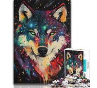 Adult Jigsaws 1000 Pieces Difficult Wolf Art,Challenging Game And Family Play with Matching Poster And Trivia Sheet 38x26cm