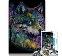Adult Jigsaws 1000 Pieces Difficult Wolf in Color Teenager Jigsaw,Educational Games Wall Decoration Unique Birthday And Xmas Gifts 26x38cm