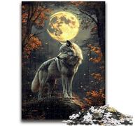 Adult Jigsaws 1000 Pieces Difficult Wolf Under The Moon for Age 14 Years And over Beautiful Design GameBeautiful Design Game Great Gift 50x75cm