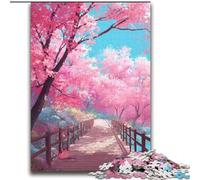Adult Jigsaws 2000 Piece Bridge Under Cherry Blossoms Stress Reliever Difficult Challenge Every Piece Is Unique - Challenging Family Fun Game 70x100cm