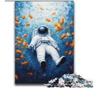 Adult Jigsaws 2000 Piece Goldfish And Astronaut,Help The Brain Exercise Addictive Toys to Cultivate Patience Perfect Decoration 70X100cm