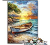 Adult Jigsaws 2000 Pieces Difficult Boat on The Beach Educational Games Educational Game for Birthday, Chrismas for And Age 14 70x100cm