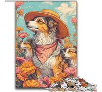 Adult Jigsaws 2000 Pieces Difficult Cowgirl Dogs in Wildflowers Stress Reliever Difficult Challenge Unique Home Decor And Gifts 70x100cm
