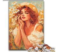 Adult Jigsaws 2000 Pieces Difficult Girl in Wildflowers Summer for Age 14+ Educational Games For Adults And Teenagers Artwork Gift 70x100cm
