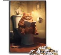 Adult Jigsaws 2000 Pieces Difficult Orange Cat Sitting on The Toilet Educational Family Game Is Ideal As Gifts for The Whole Family for 14+ 70x100cm