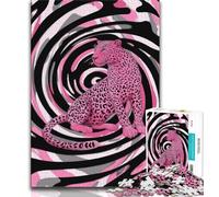 Adult Jigsaws 2000 Pieces Difficult Psychedelic Pink Leopard,Challenging Game And Family Play with Matching Poster And Trivia Sheet 70x100cm