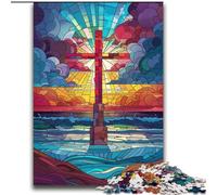 Adult Jigsaws 2000 Pieces Difficult Stained Glass Cross Educational Games Educational Game for Birthday, Chrismas for And Age 14 70x100cm