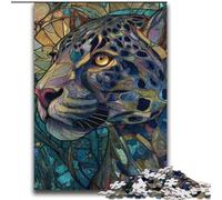 Adult Jigsaws 2000 Pieces Difficult Stained Glass Leopard for Age 14 Years And over Beautiful Design GameBeautiful Design Game Great Gift 70x100cm