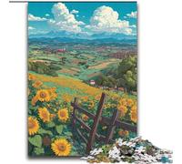 Adult Jigsaws 2000 Pieces Difficult Sunflower Field,Challenging Game And Family Play with Matching Poster And Trivia Sheet 70X100cm