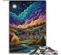 Adult Jigsaws 2000 Pieces Difficult Village Under The Night Sky,family Fun Games Fun at Home Activities,Birthday Present,Travel Gifts 70X100cm