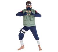 Adult Kakashi Hatake Naruto Shippuden Costume - 8-Piece Anime Ninja Cosplay Outfit (Size XL) | Includes Jacket, Top, Trousers, Headband, Mask, Gloves, Bag & Pouch - Halloween & Parties