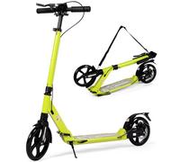 Adult Kick Scooter with Disc Handbrake, Foldable Adjustable City Scooter with Dual Suspension, 200mm Big Wheels Scooter for Kids Ages 8-12 and up (Yellow)