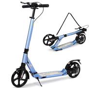Adult Kick Scooter with Disc Handbrake, Foldable Adjustable City Scooters with Dual Suspension, 200mm Big Wheels Scooter for Kids Ages 8-12 and up (Blue)
