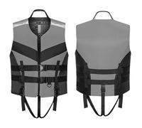 Adult Kids Life Jacket with Safety Crotch Strap Adjustable Fit Buoyancy Aid Swim Vest for Kayaking Boating Fishing Swimming(GRAY,S)