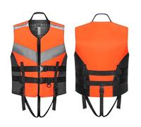 Adult Kids Life Jacket with Safety Crotch Strap Adjustable Fit Buoyancy Aid Swim Vest for Kayaking Boating Fishing Swimming(Orange,3XL)