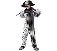 Adult Killer Pierrot Clown Costume Black White Horror Halloween Fancy Dress