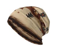 Adult Knitted Hat - Unisex Beanie Hat Winter Warm Hats Slouchy Skull Cap Headwea Print Native American Patterns Black