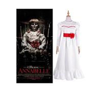 (Adult-L) Creation Halloween Annabelle Horror Doll White Dress Cosplay Fancy Costume Dress