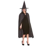 Adult Ladies Black Wicked Witch Cape & Hat Fancy Dress Accessory