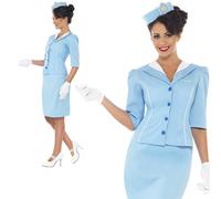 Smiffys Air Hostess Costume,Blue, M - UK Size 12-14