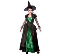 Adult Ladies Deluxe Emerald Witch Halloween Fancy Dress Costume (Small)