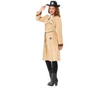 Adult Ladies Sheriff Cowgirl Longcoat and Vest Fancy Dress Wild West Costume (UK Dress 10-12)