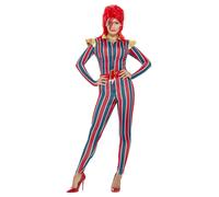 NEW Miss Space Superstar Bowie Multicoloured Jumpsuit Ladies Fancy Dress Costume