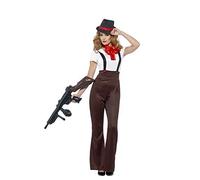 Smiffys Glam Gangster Costume, Black & Red, M - UK Size 12-14