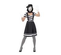 Adults Mime Artist Fancy Dress Ladies French Circus Costume Street Outfit Uk 8-1