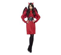 Adult Lady Red Devil with Wings Halloween Fancy Dress Costume