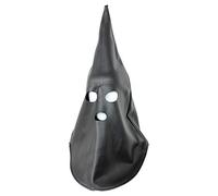Adult Leather Full Cover Hood Mask Open Mouth Show Eyes Full Face Mask Headgear Breathable Hollow Out Head Mask Headwear for Masquerade Halloween Party Cosplay Costume Couple Game Stage Show Props