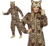 Adult Leopard Jumpsuit Animal Costume Zoo Unisex Cat Fancy Dress Outfit