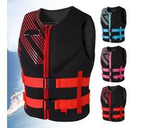 Adult Life Jacket Adjustable Safety Swim Vest with High Buoyancy and Portable Water Snorkel Vest for Boating, Kayaking, Sailing(Red,XL65-80KG)