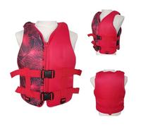 Adult Life Jacket with Zippered Pockets, Adjustable Buoyancy Aid Swim Vest for Kayaking, Boating, Snorkeling, Swimming, Water Sports, Neoprene Flotation Gear(Red,M)