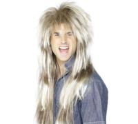 Adult Long Blonde Mega Mullet Wig 70s 80s Music Icon Fancy Dress Party Accessory