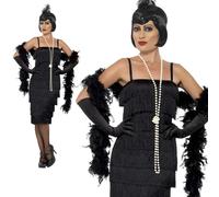 Smiffys Flapper Roarin' 1920s Women's Fancy Dress Costume - Black