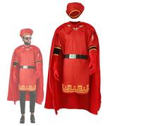 Adult Lord Farquaad Costume, 6PCS King Outfits Set with Red Hat Cape Gloves Belt, Fancy Dress Up for Halloween Party Cosplay (XXX-Large)