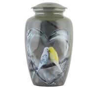 Adult Love Bird Cremation Urns for Human Ashes | Crafted Memorial for Cherished Remains | Beautiful Design Funeral Pot for Pets Loss & Loved Ones.10.5" Aluminum | 200 Cubic Inch Large Adult Love Bird