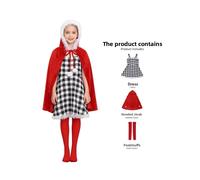 (Adult M) How The Grinch Stole Christmas Cindy Cosplay Checkered Dresses Wear And Cloaks