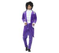 80's Purple Musician Costume, Purple, with Jacket, Mock Shirt & Trousers