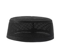 Adult Men Knitting Prayer Hat Traditional Indian Round Hat Turban Caps Kufi Round Headwear Breathable Muslims Black