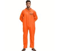 Adult Men’s Orange Prison Jumpsuit Fancy Dress Costume Convict Boiler Suit Prisoner Overalls Jail Jump Suit Dress Up Outfit Mens Fancy Dress Costume (XL)