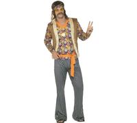 Adult Mens 60s 70s Hippie Hippy Man Groovy Woodstock Fancy Dress Costume Outfit