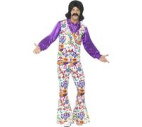Adult Mens 60s 70s Hippie Hippy Man Groovy Woodstock Fancy Dress Costume Outfit